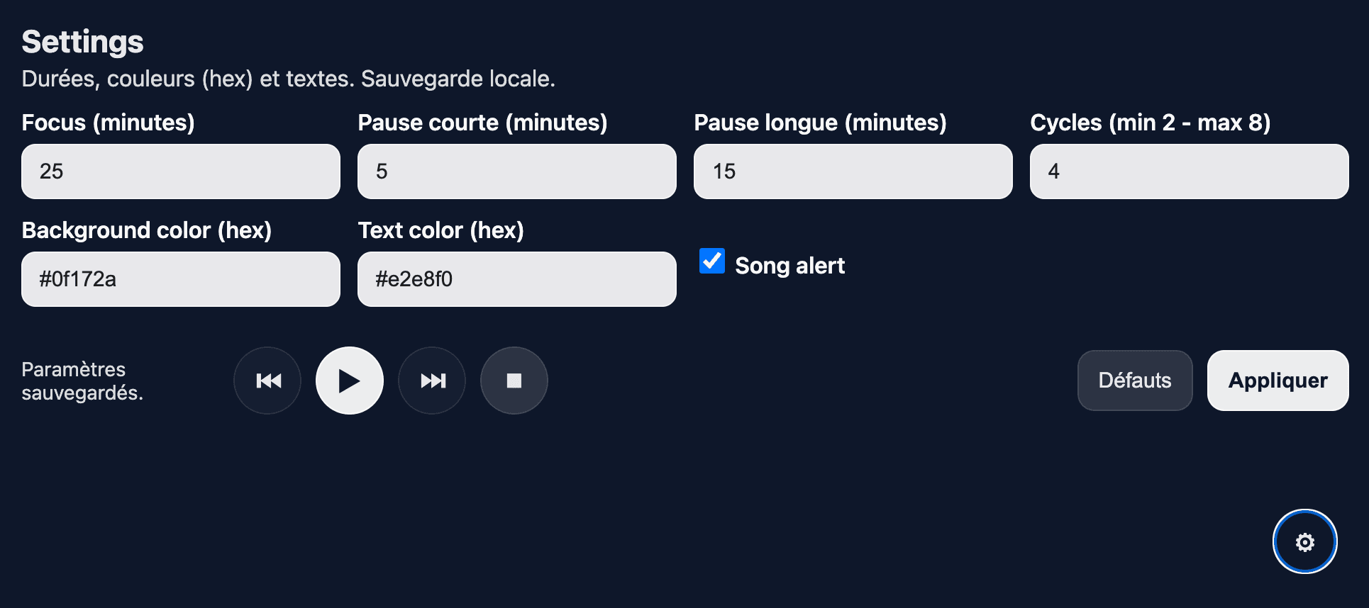 Interface Pomodoro-Obs